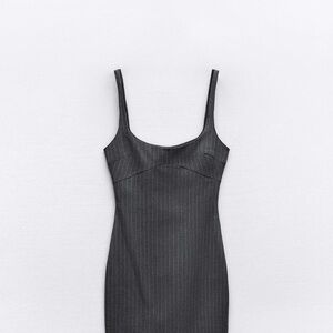 Gray Pinstripe Sleeveless Dress ZARA NEW